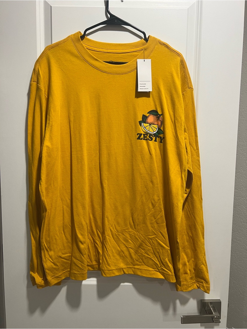 Original Use Men's Long Sleeve Tee in Mustard Yellow with Zesty Graphic